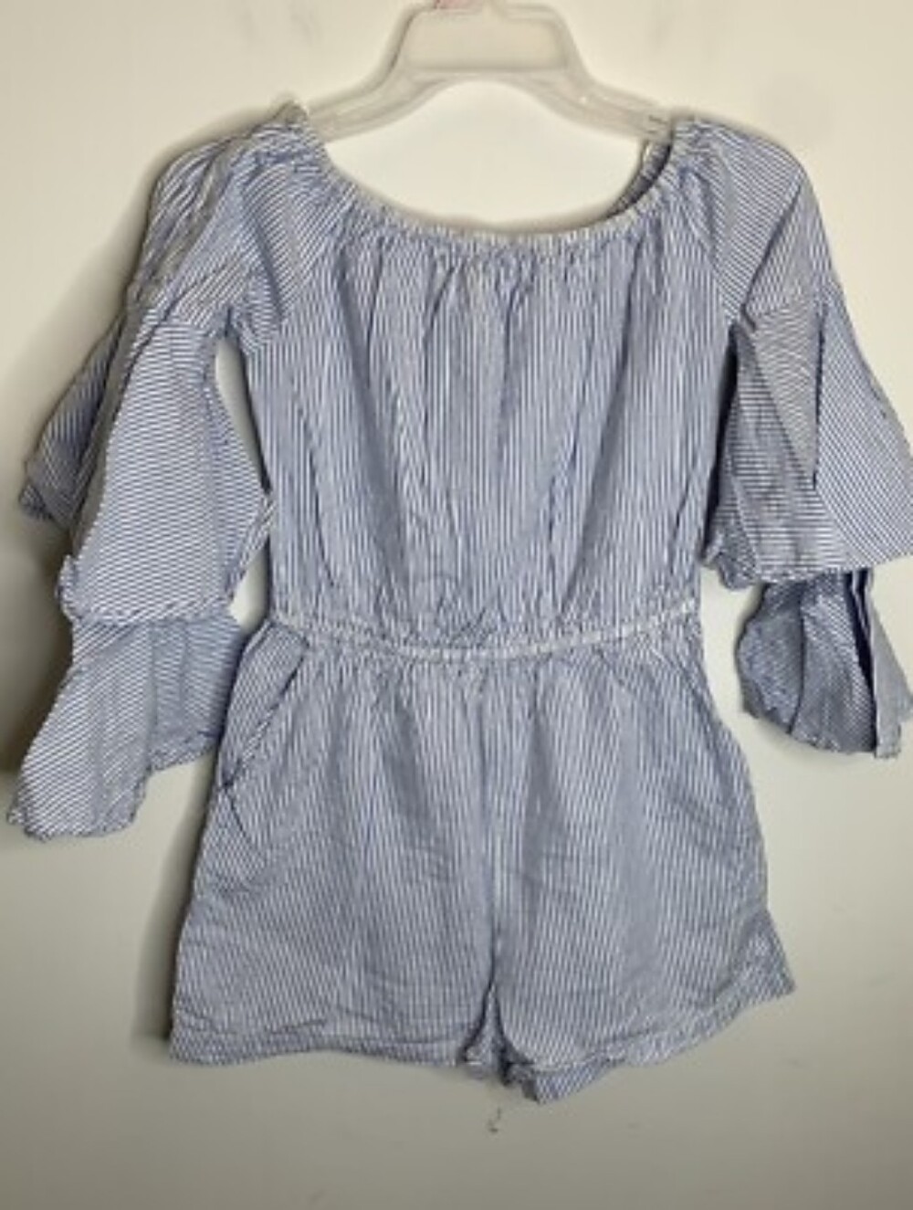 Fashion Nova Alice Stripe Romper Striped Romper in Blue & White Size XS NWT